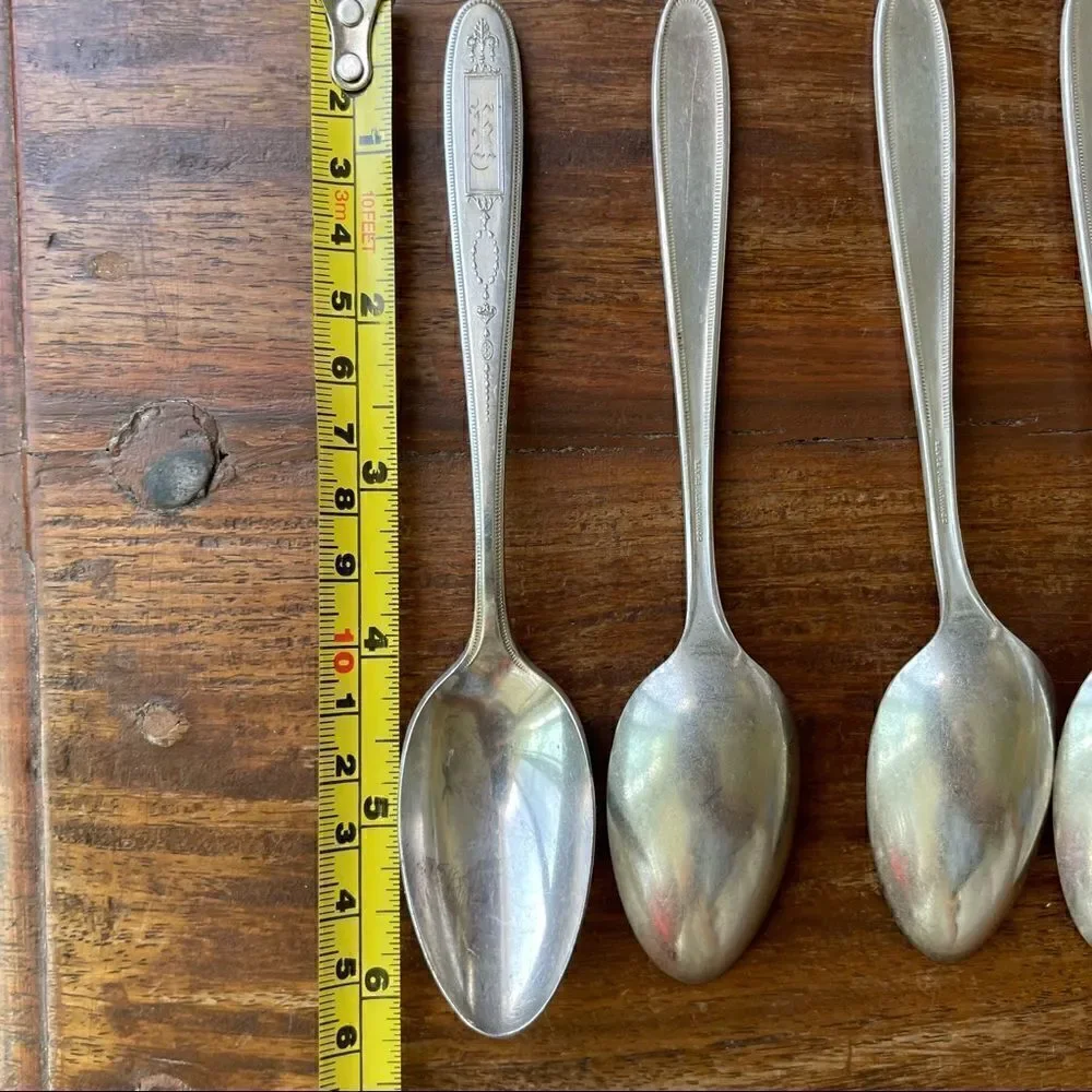 Antique 1921 Oneida Community Plate Grosvenor Teaspoons Set of 6 With Monogram